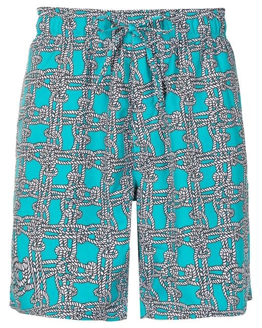 Amir Slama Blue Knot-Print Swim Shorts for men