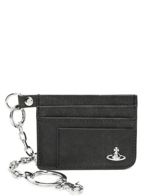 Vivienne Westwood Black Orb-Plaque Chain-Detail Cardholder