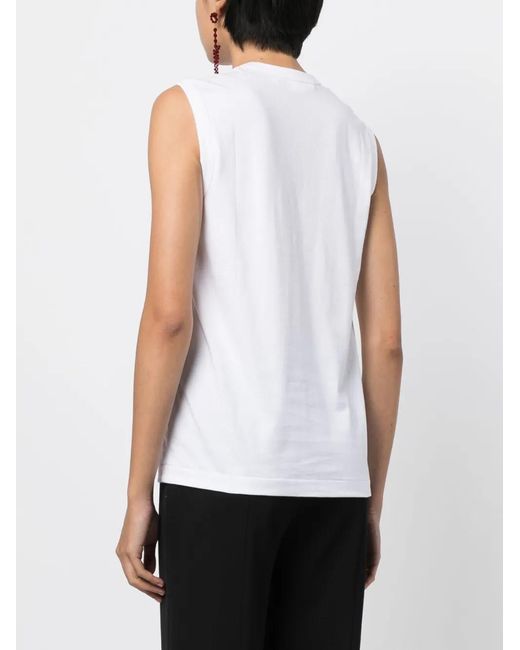 Comme des Garçons White Crew Neck Cotton Vest Top