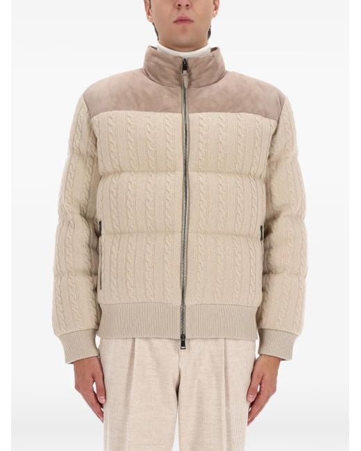 Cable Jacket Color:natural BOSS Cable-Knit Padded Jacket in Natural for Men | Lyst UK