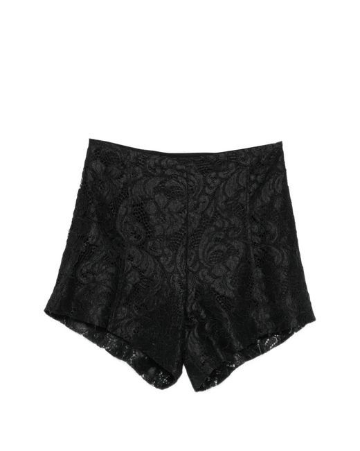 ACTUALEE Black Floral-Lace Shorts