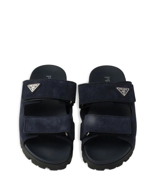 Prada Blue Sandales En Daim for men