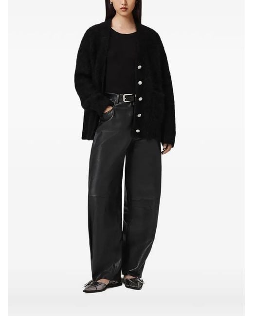 AllSaints Black Rubi Button Cardigan