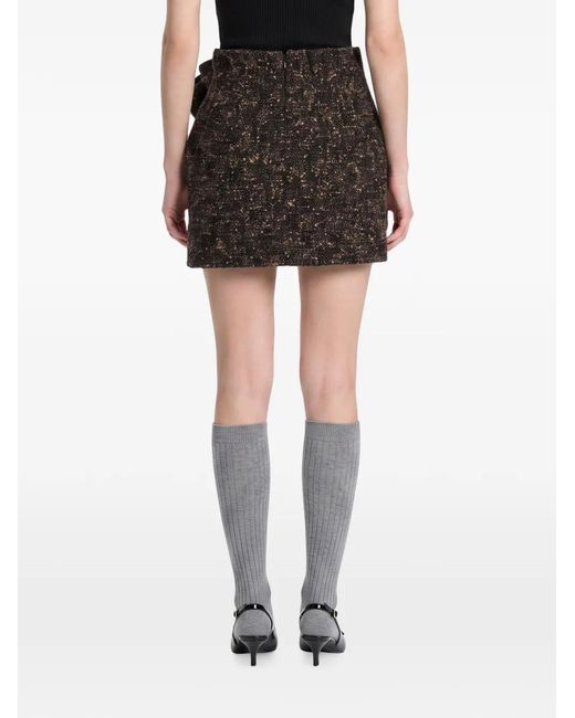 Magda Butrym Black Floral-Applique Tweed Mini Skirt