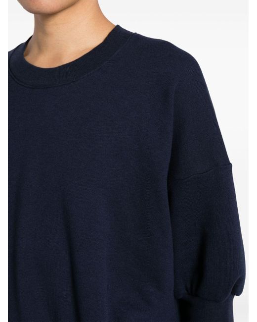 Yohji Yamamoto Blue Crop-sleeves Cotton-blend Sweatshirt