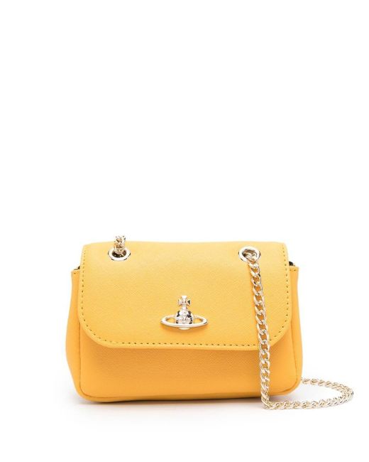 Vivienne Westwood Saffiano Small Leather Crossbody Bag in Yellow | Lyst ...