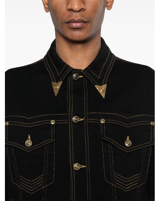 Versace Black V-emblem Denim Jacket for men