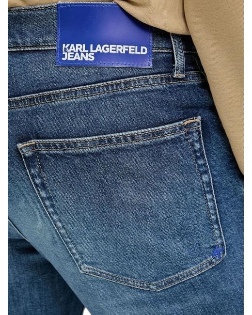 Karl Lagerfeld Blue Logo-Patch Jeans for men