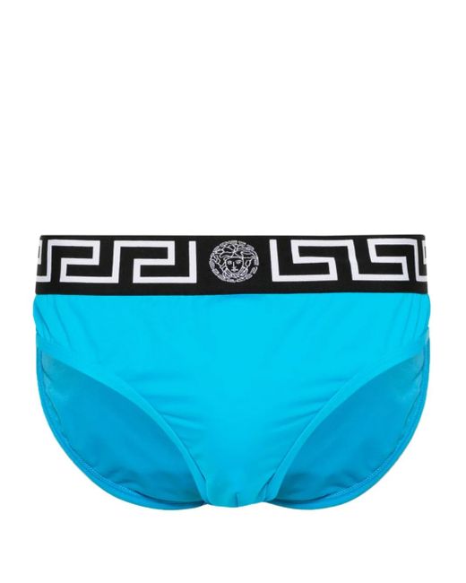 Versace Zwembroek Met Logoprint in het Blauw voor heren Lyst NL