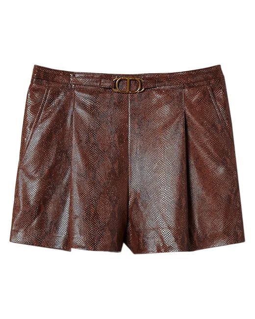 Twinset Brown Lizard-Skin Shorts