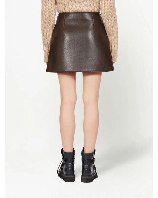 Ferragamo Brown A-Line Leather Mini Skirt
