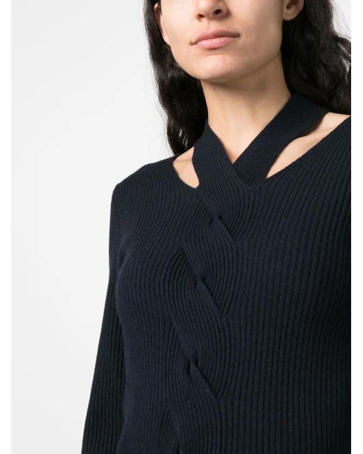 Fabiana Filippi Black Cut-Out Cable-Knit Detail Jumper