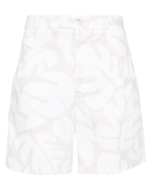 Boss White Karlos Floral-Print Chino Shorts for men