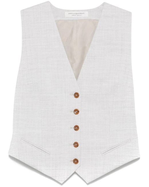 Philosophy Di Lorenzo Serafini White Textured Waistcoat