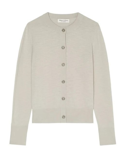 Marc O' Polo White Button-Up Knitted Cardigan