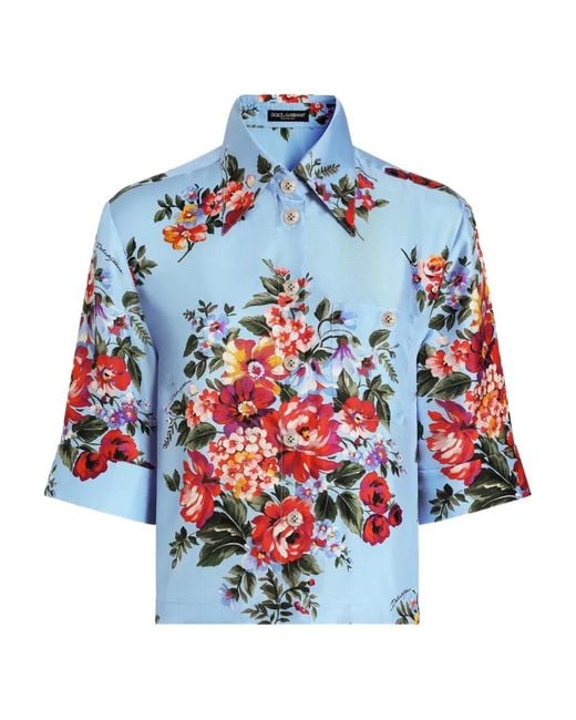 Dolce & Gabbana Blue Floral-Print Shirt