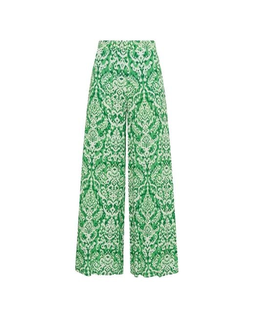 Maliparmi Green Pantalon Fluide À Imprimé Ikat