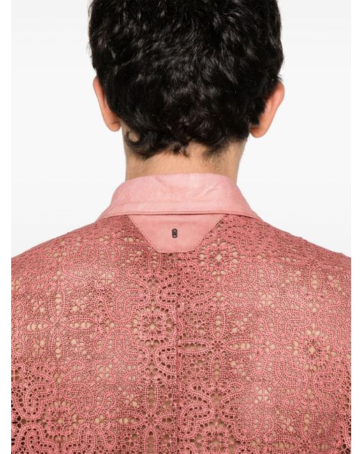 Chemise en cuir à design de perforations Salvatore Santoro pour homme en coloris Red