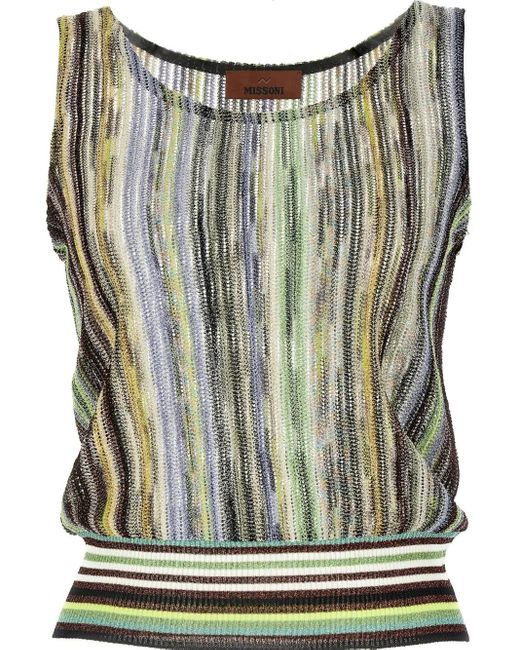 Missoni Green Striped Lamé Top