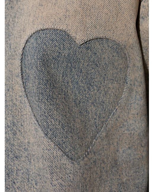 Moschino Gray Heart-Detail Denim Shirt