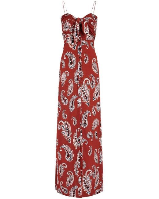 Rabanne Red Paisley-print Maxi Dress