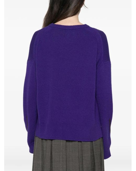 Bompard Purple Ribbed-Knit Sweater