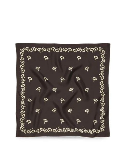 Marni Black Silk Foulard With Floral Print