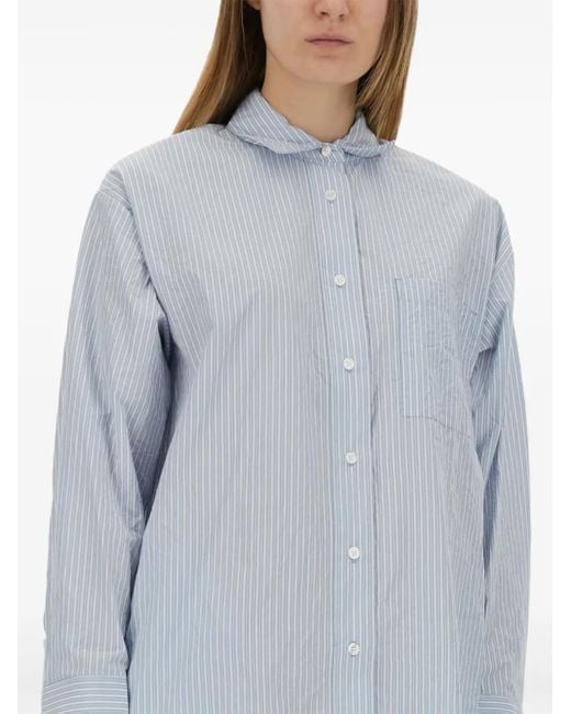 MICHAEL Michael Kors Blue Pinstripe Button-Up Shirt Dress