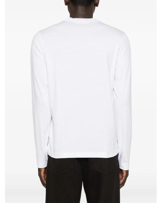 Moncler White T-Shirt Imprimé À Manches Longues for men