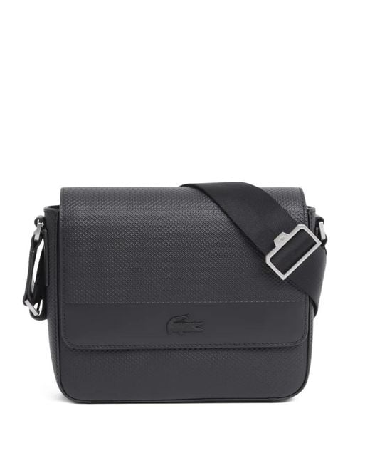 Lacoste Black Chantaco Logo-Embossed Messenger Bag for men
