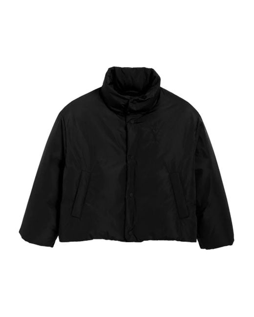 Piumino Con Motivo Goffrato di AMI in Black da Uomo