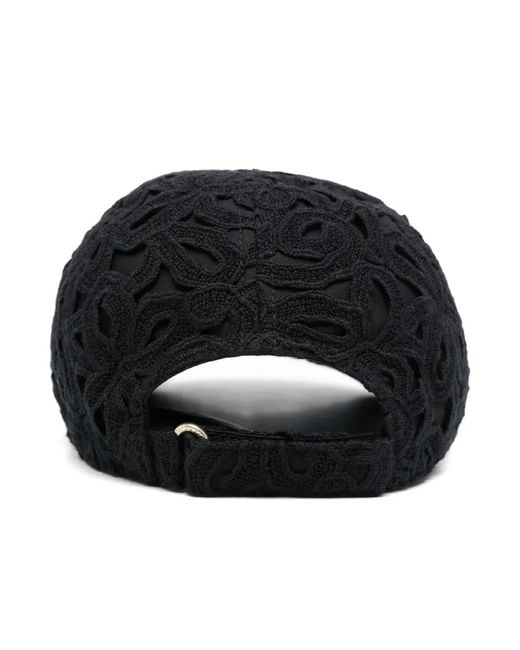 Moncler Black Macramé Baseball Cap