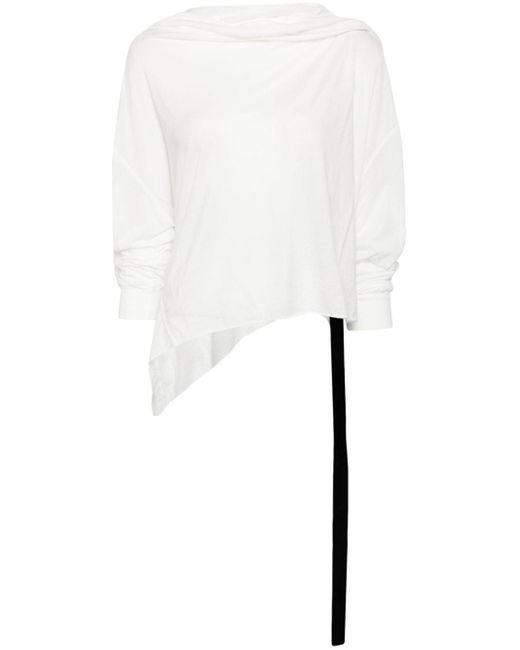 T-shirt en coton à col bénitier Rick Owens en coloris White