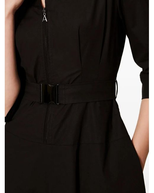 Twinset Black Robe Longue En Popeline À Taille Ceinturée