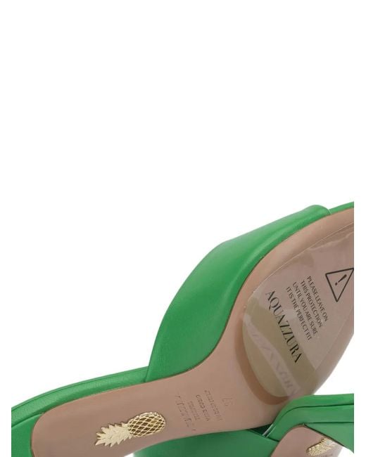 Aquazzura Green Bisous Leather Mules
