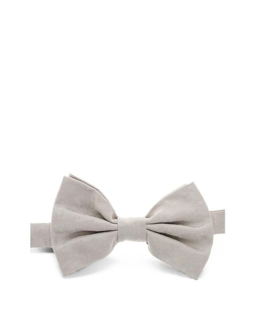 Corneliani White Geometric-Pattern Bow Tie for men