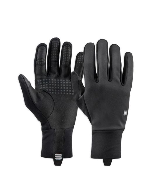 Sportful Black Textured Gloves for men