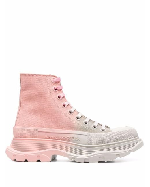 Alexander McQueen Rubber Ombré Lace-up Ankle Boots in Pink - Lyst