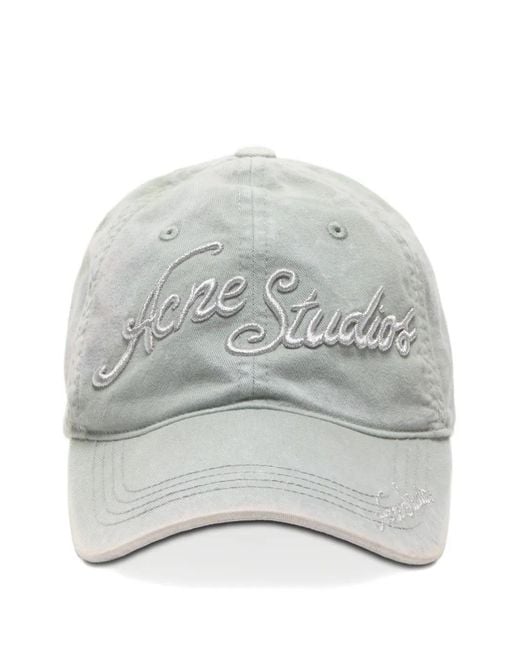 Acne Gray Embroidered Logo Cap