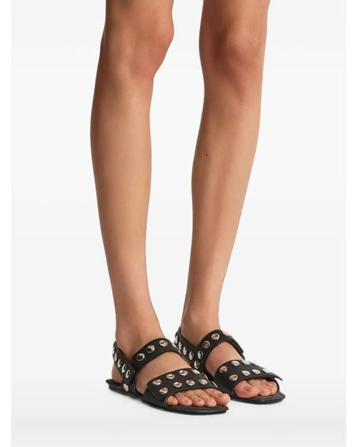 Khaite Black Leather Boden Sandals
