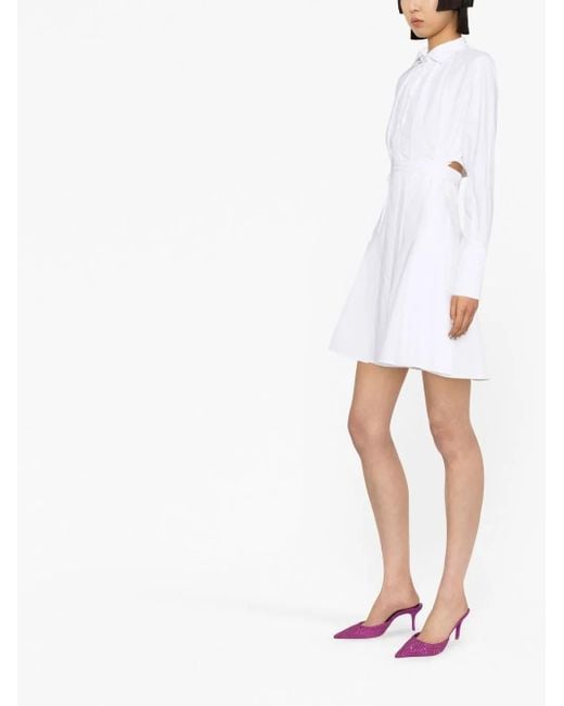 Patou White Tied Waist Mini Shirtdress
