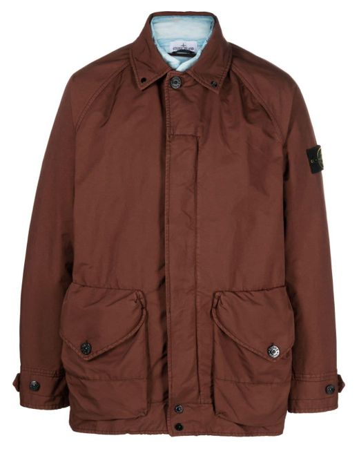 Stone Island Brown Compass-motif Feather-down Jacket for men