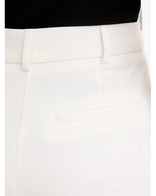 Morgan White High-Waisted Pressed-Crease Trousers