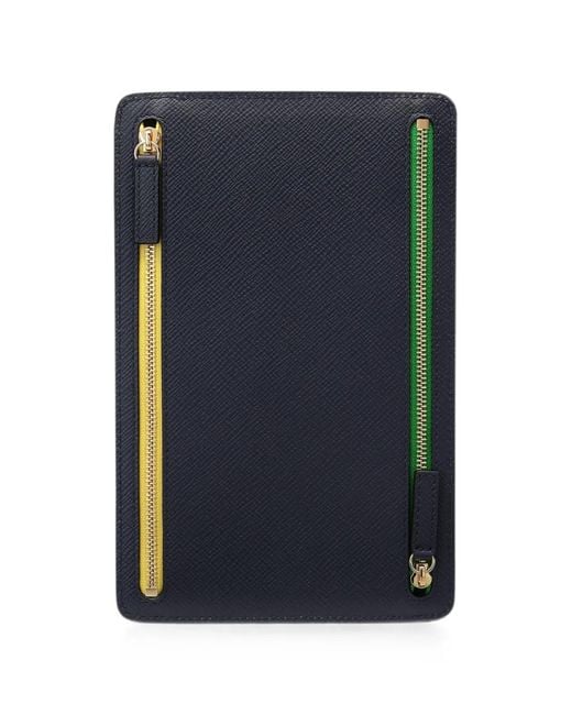 Smythson Blue Leather Multi-Zip Case