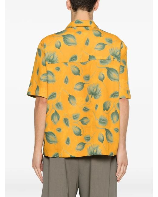 Séfr Yellow Dayot Leaf-Print Shirt