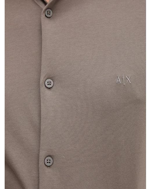 ARMANI EXCHANGE Gray Logo-Embroidered Shirt for men