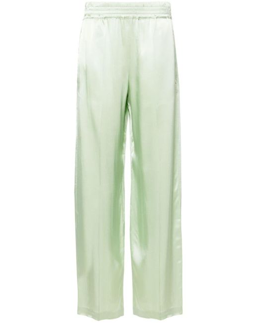 Victoria Beckham Wide-leg Satin Trousers Green