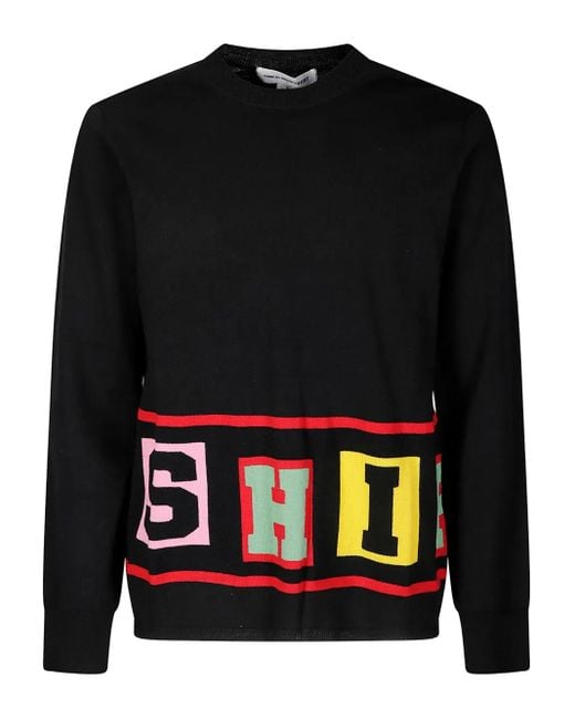 Comme des Garçons Black Crew Neck Sweater With Bold Lettering Detail for men