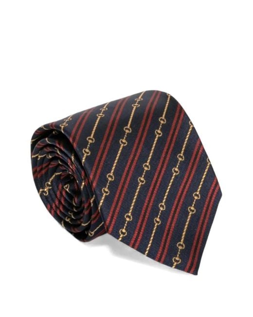 Gucci Purple Striped Horsebit-Pattern Tie for men