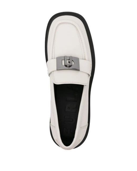 Furla Natural 58Mm Logo-Plaque Leather Loafers